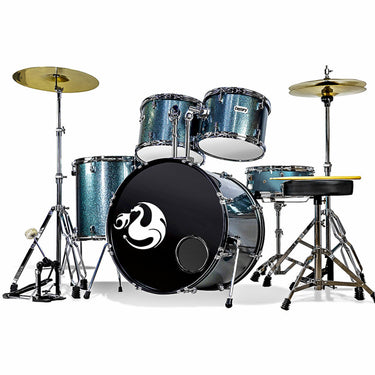 Bateria Century Cnbt051 Profesional Azul Sparkle 5 Piezas Aro Cromado